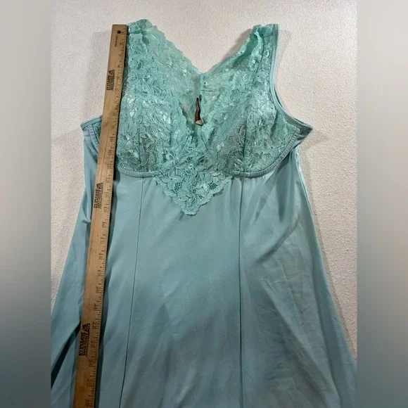 Sol Surroundings Lace Nightgown teal Green Sleeveless Maxi Slip Dress M - Picture 6 of 9